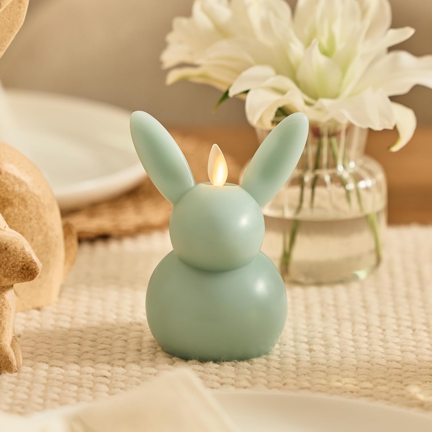 💖Last Day 45% OFF💖Flickering LED Bunny Flameless Candle With Timer
