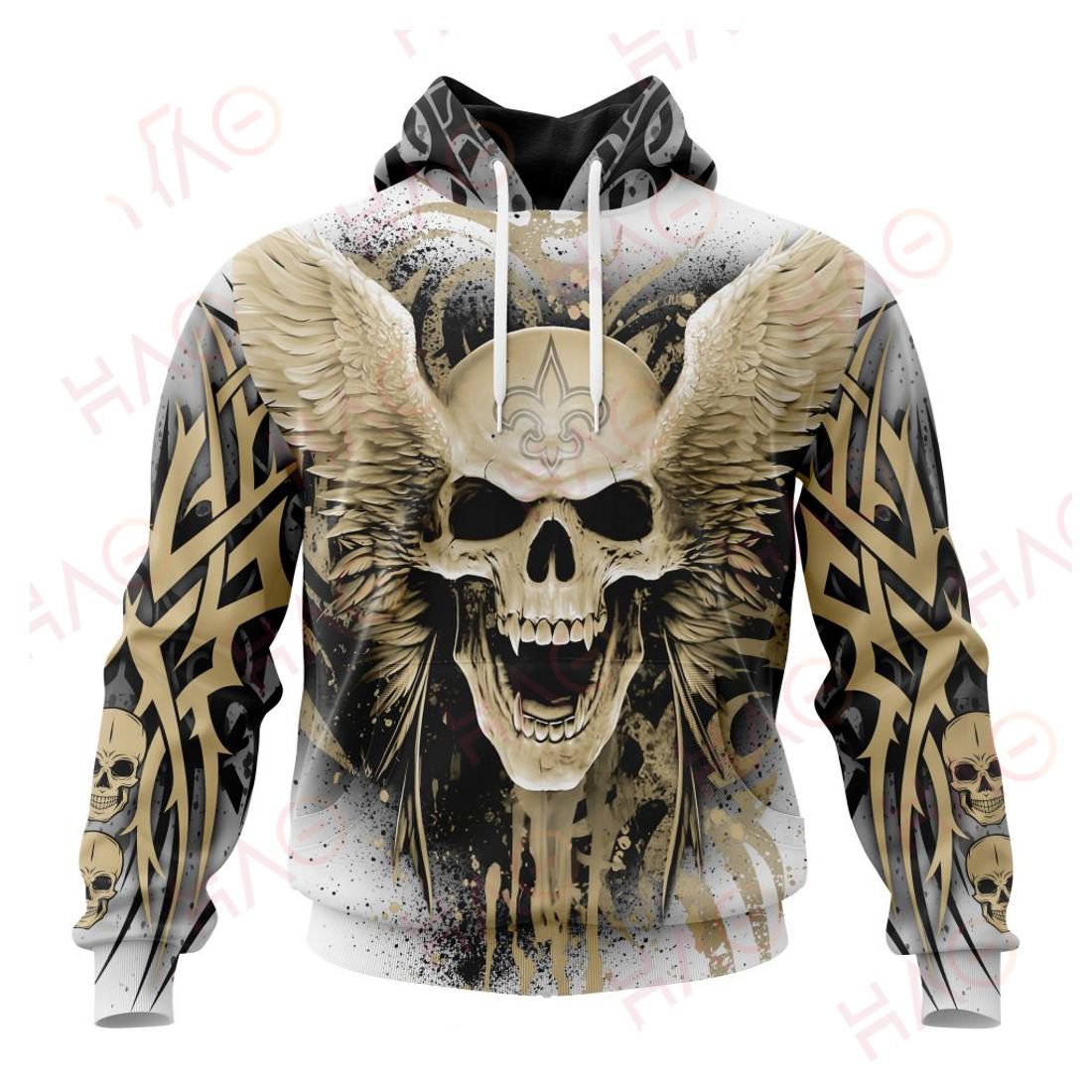 NEW ORLEANS SAINTS 3D HOODIE SKULL ART