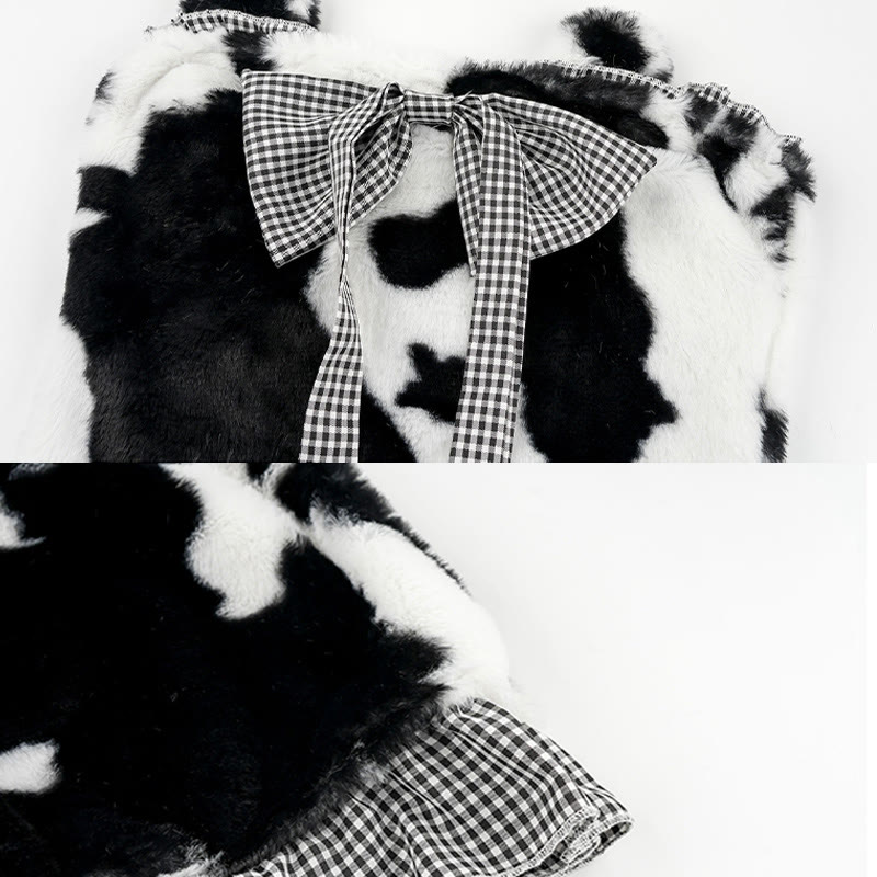 Plaid Bow Knot Cow Maid Lingerie Dress
