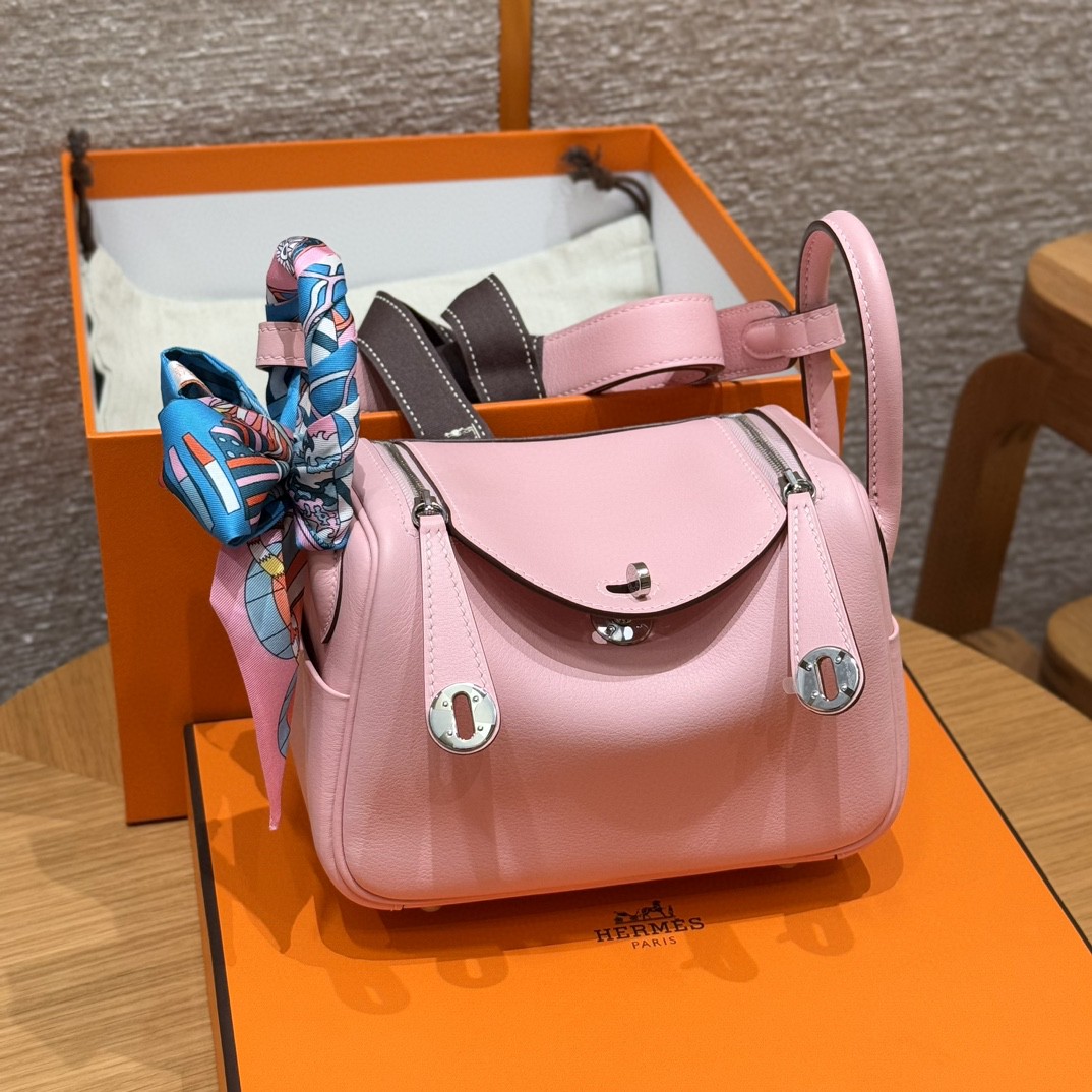 Hermès Mini Lindy 3QRose Sakura Handbag (Handmade to order)