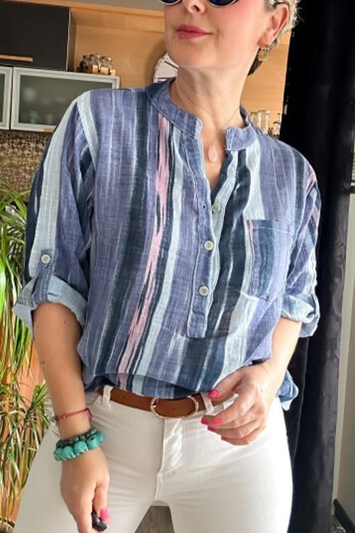 BUY 2 FREE SHIPPING-Women Irregular Striped Shirt