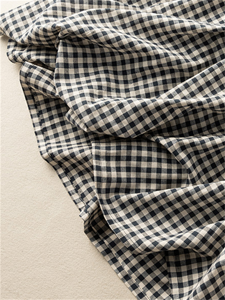Lace Hem Check Tied Pleated Maxi Tank Dress
