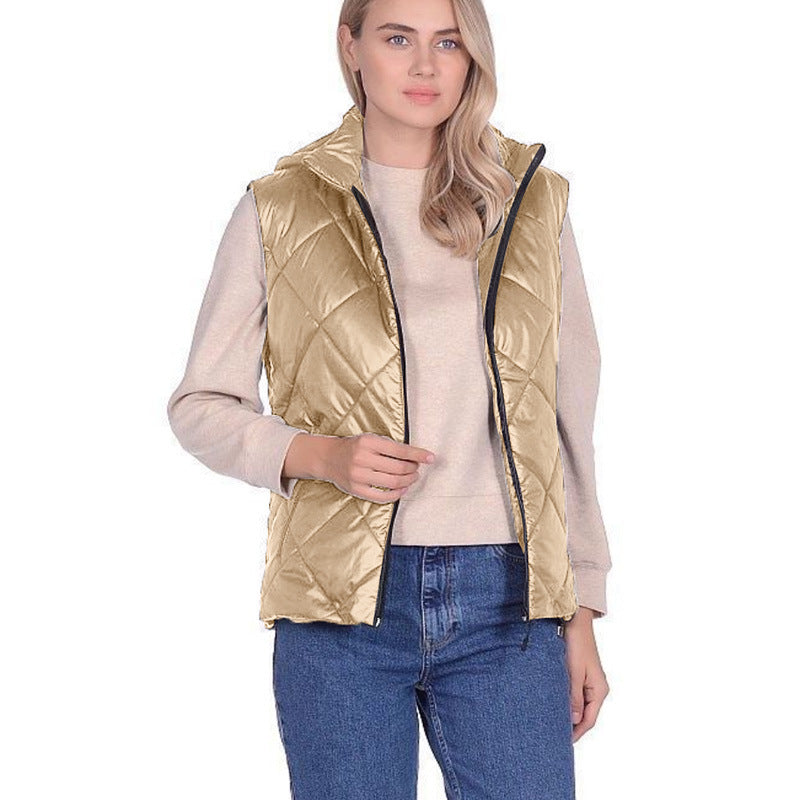 Zipper Vest with Polo Line Stand Collar for a Stylish Look