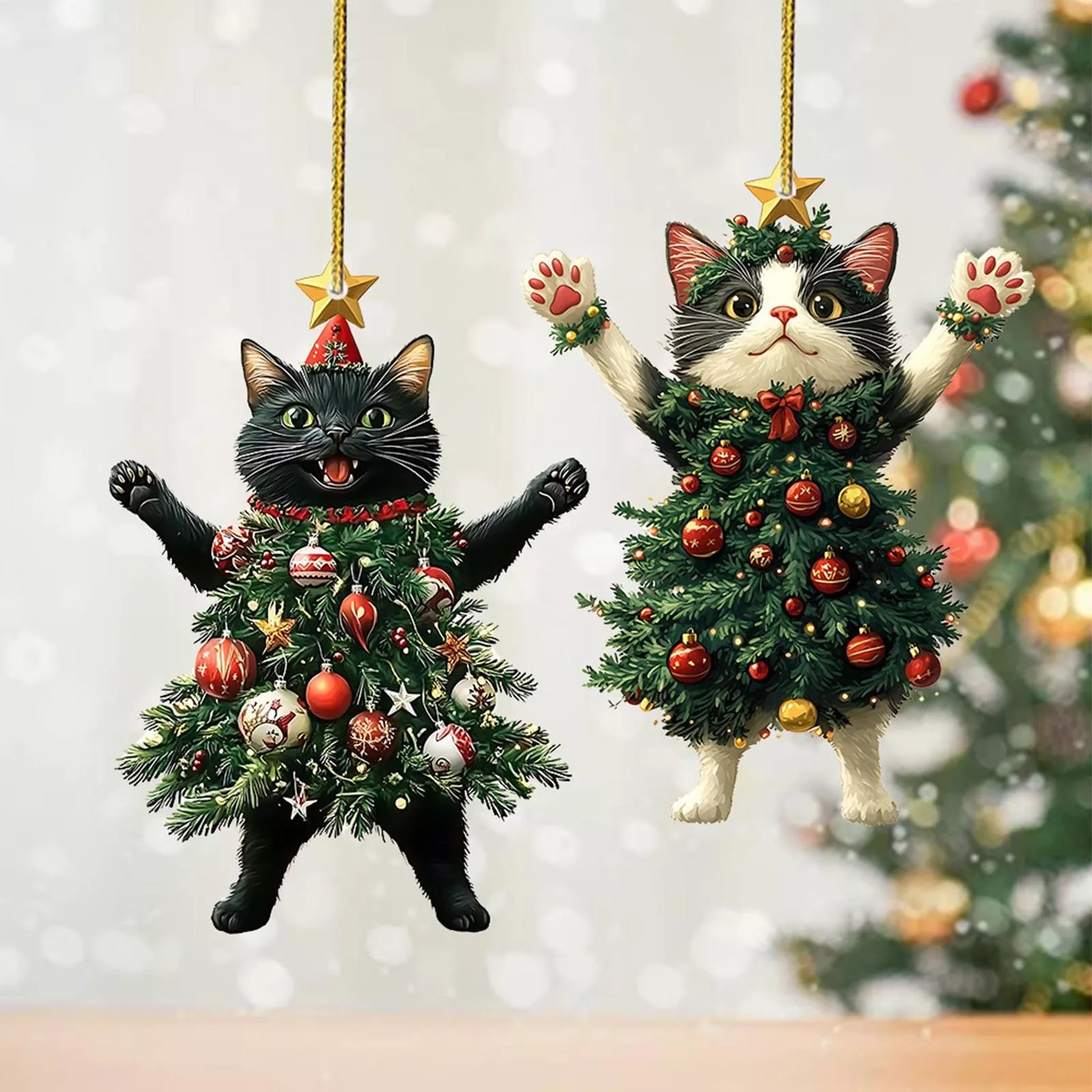 🔥Last Day Promotion 49% OFF🔥- Funny Black and White Cats Christmas Ornament