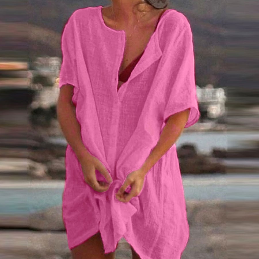 Ladies Simple Lazy Style Cotton Linen Shirt