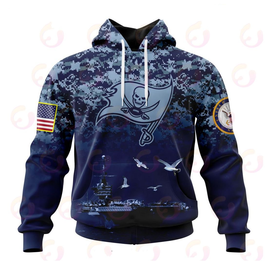 TAMPA BAY BUCCANEERS 3D HOODIE HONOR US NAVY VETERANS
