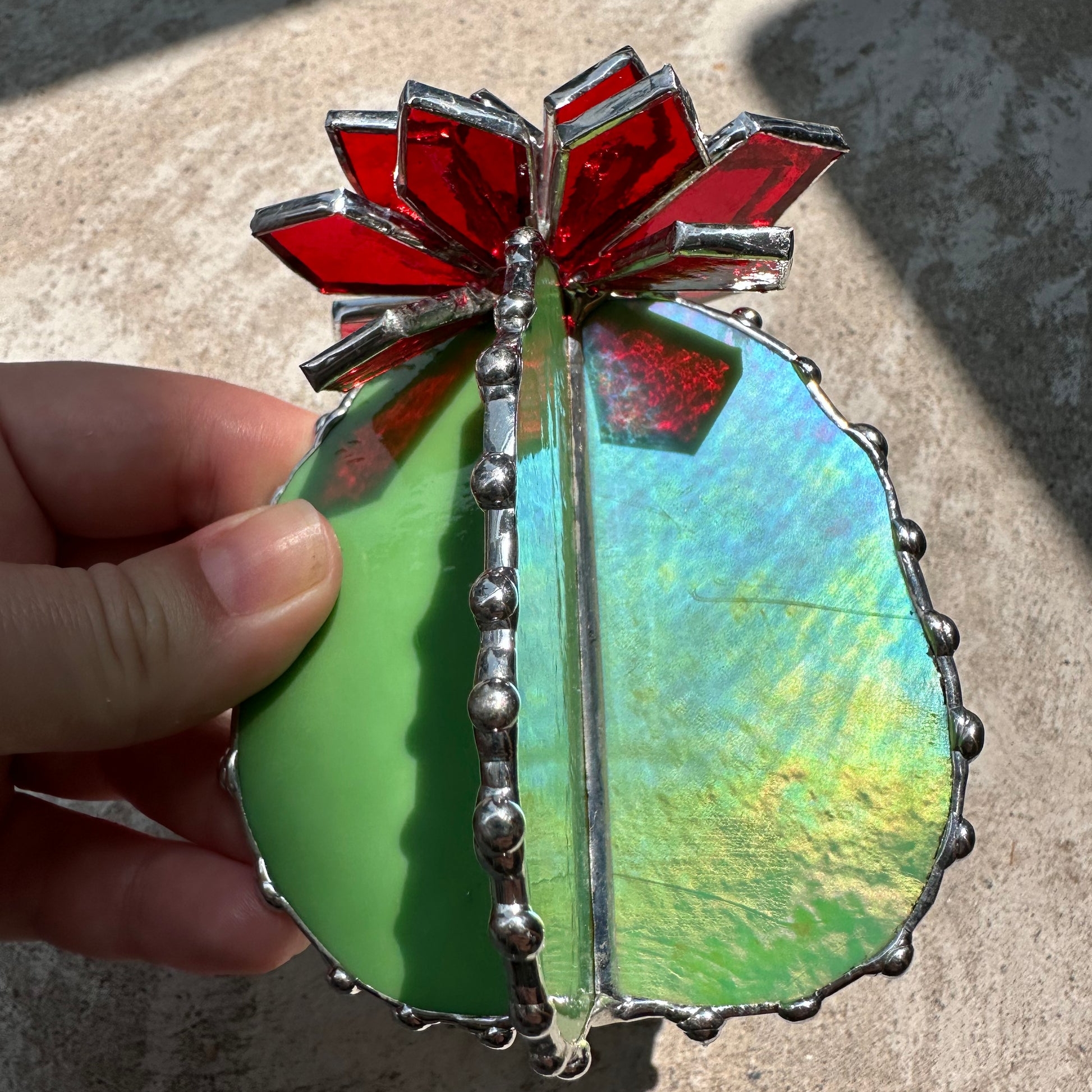 🌵🌈 Handmade Stained Glass Cactus Flower