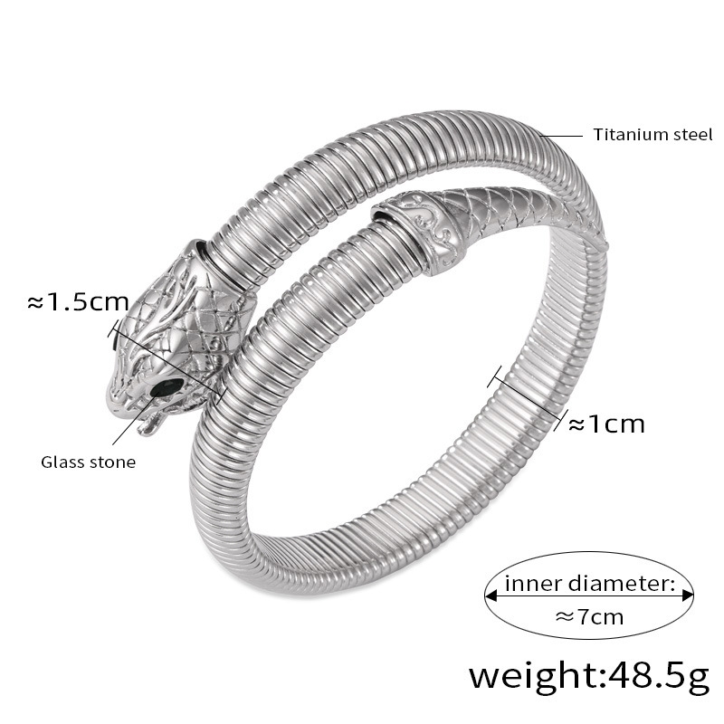 🌲Early Christmas Sale 49% OFF🌲Titanium Steel Cobra Stretch Bracelet – Bold Snake Design with Green Stone Accents