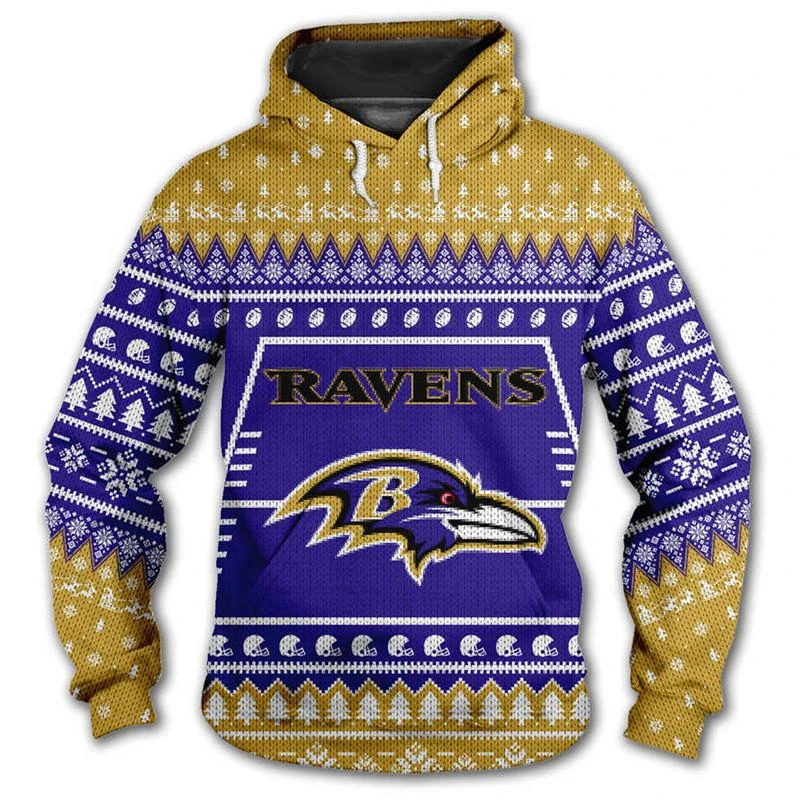 BALTIMORE RAVENS 3D CHRISTMAS HOODIE ABC02