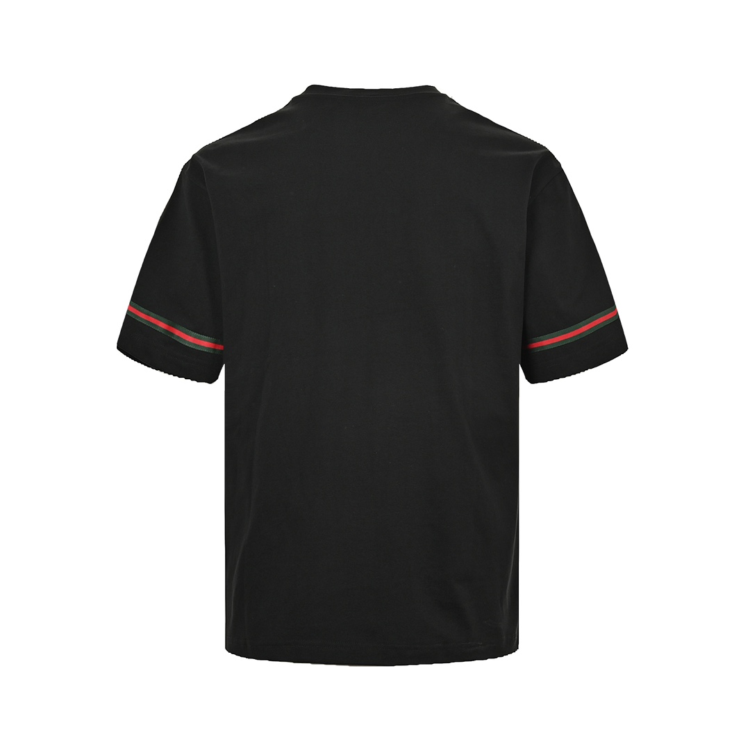 Gucci 24ss red and green color matching embroidered letter short sleeve