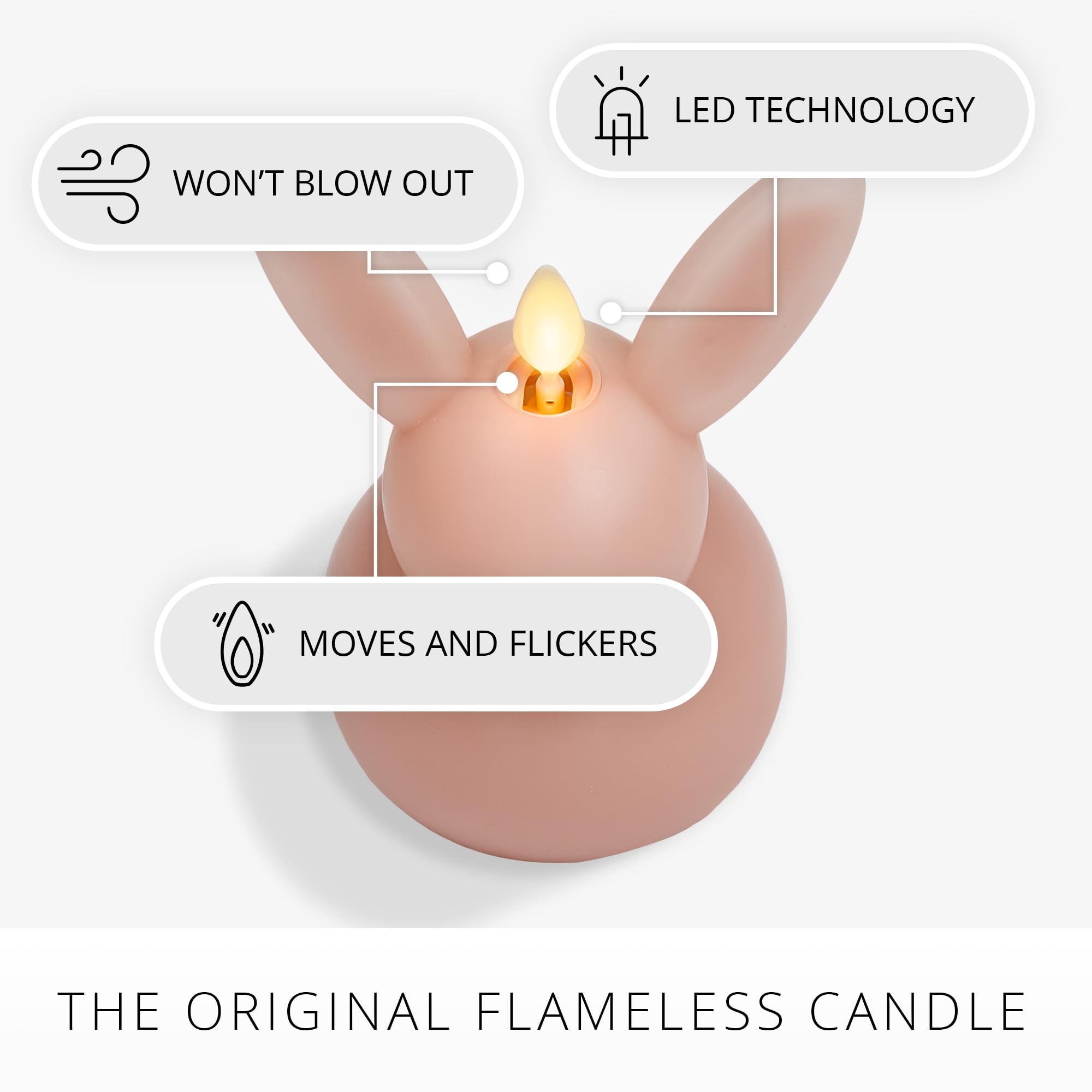 Flickering LED Flame Bunny Candle - AA Batteries