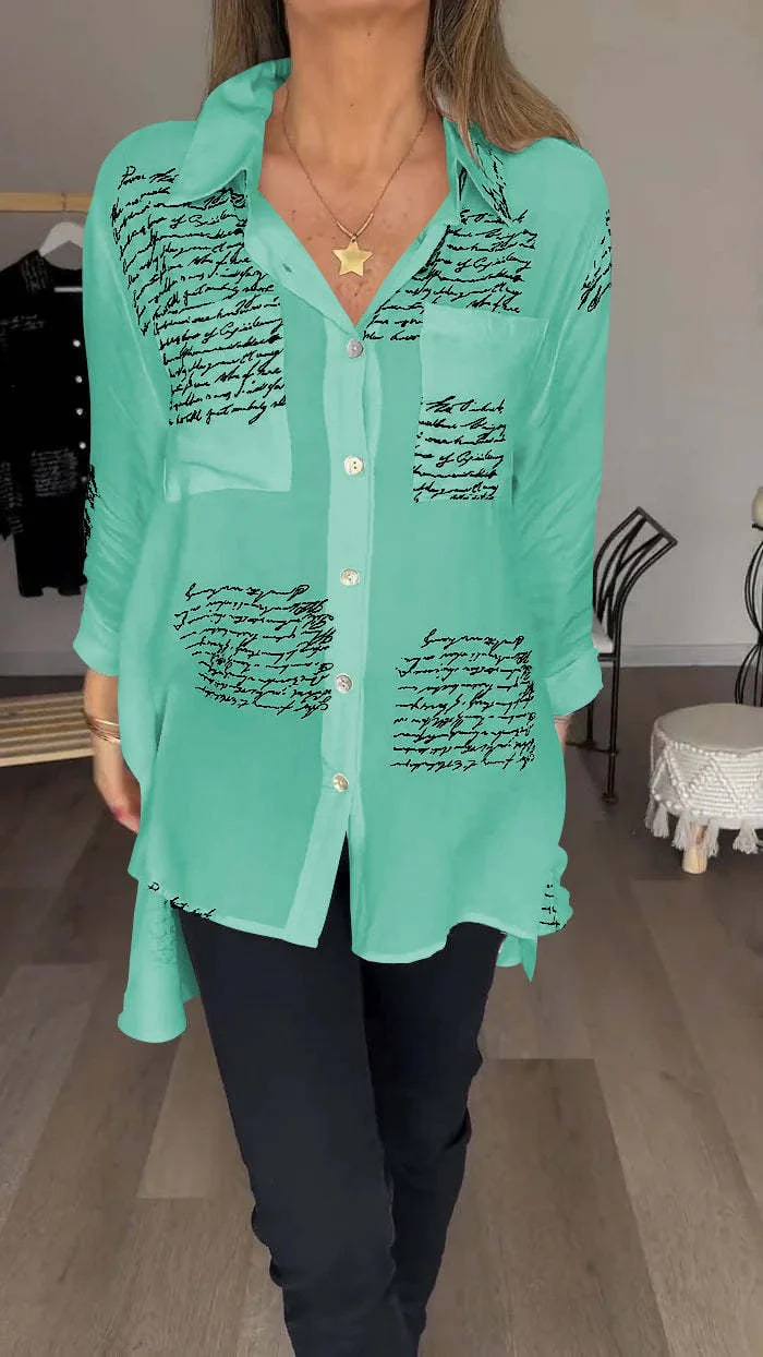 ❤️Mother's Day Sale 60% OFF❤️Letter Print Fashion Lapel Shirt