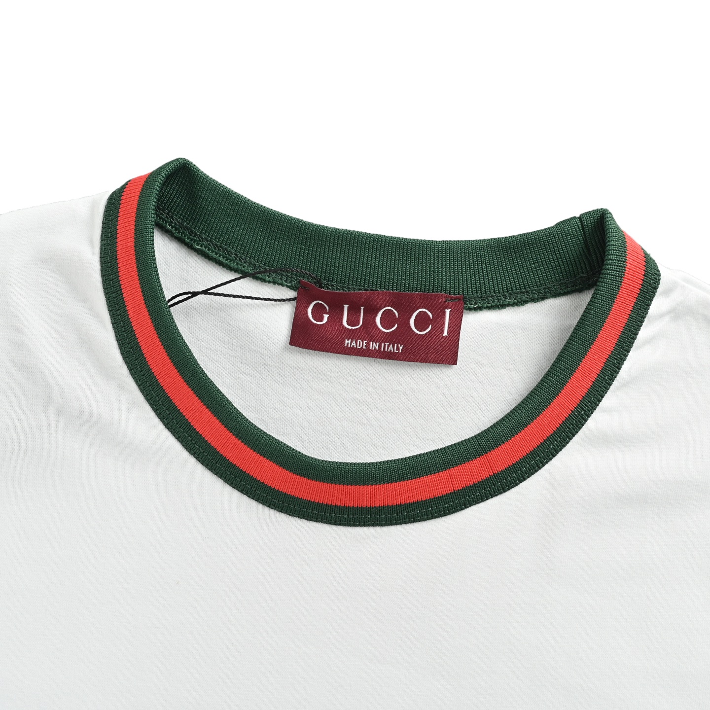 Gucci 25ss red and green collar G letter embroidered short sleeve