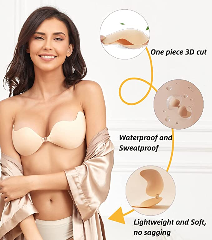 (🔥Last Day Promotion-SAVE 50% OFF)Strapless Reusable Sticky Invisible Push-Up Bra-BUY 2 GET 10% OFF & FREE SHIPPING