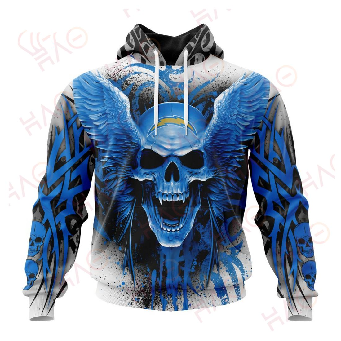 LOS ANGELES CHARGERS 3D HOODIE SKULL ART