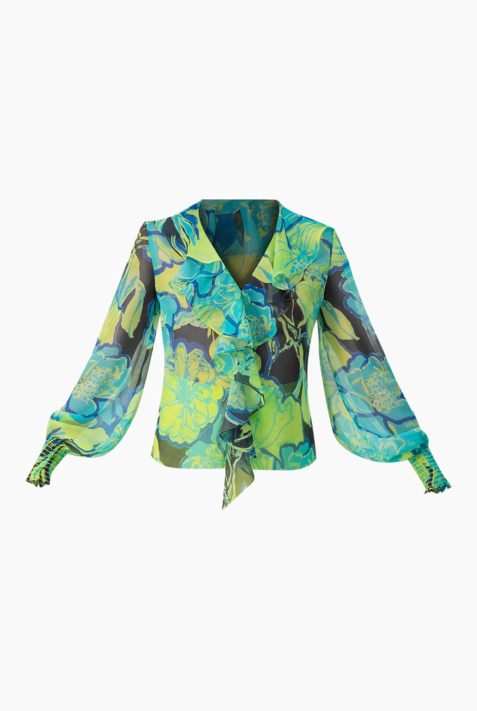Blusa estampada manga larga con puño
