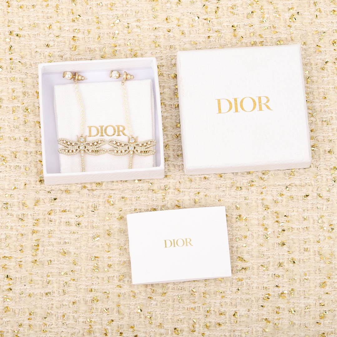 Dior Dragonfly Double Bead Earrings