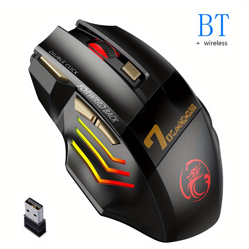 Rechargeable Wireless BT Gamer Gaming Mouse - Ergonomic, Silent, RGB Backlight, Perfect for Laptop & PC