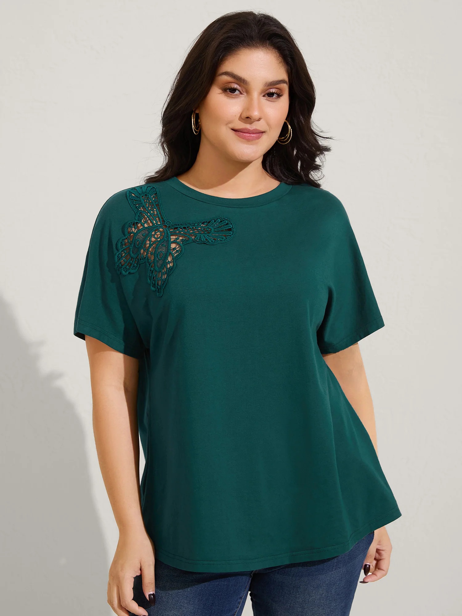 Pure Cotton Butterfly Cut-Out T-Shirt