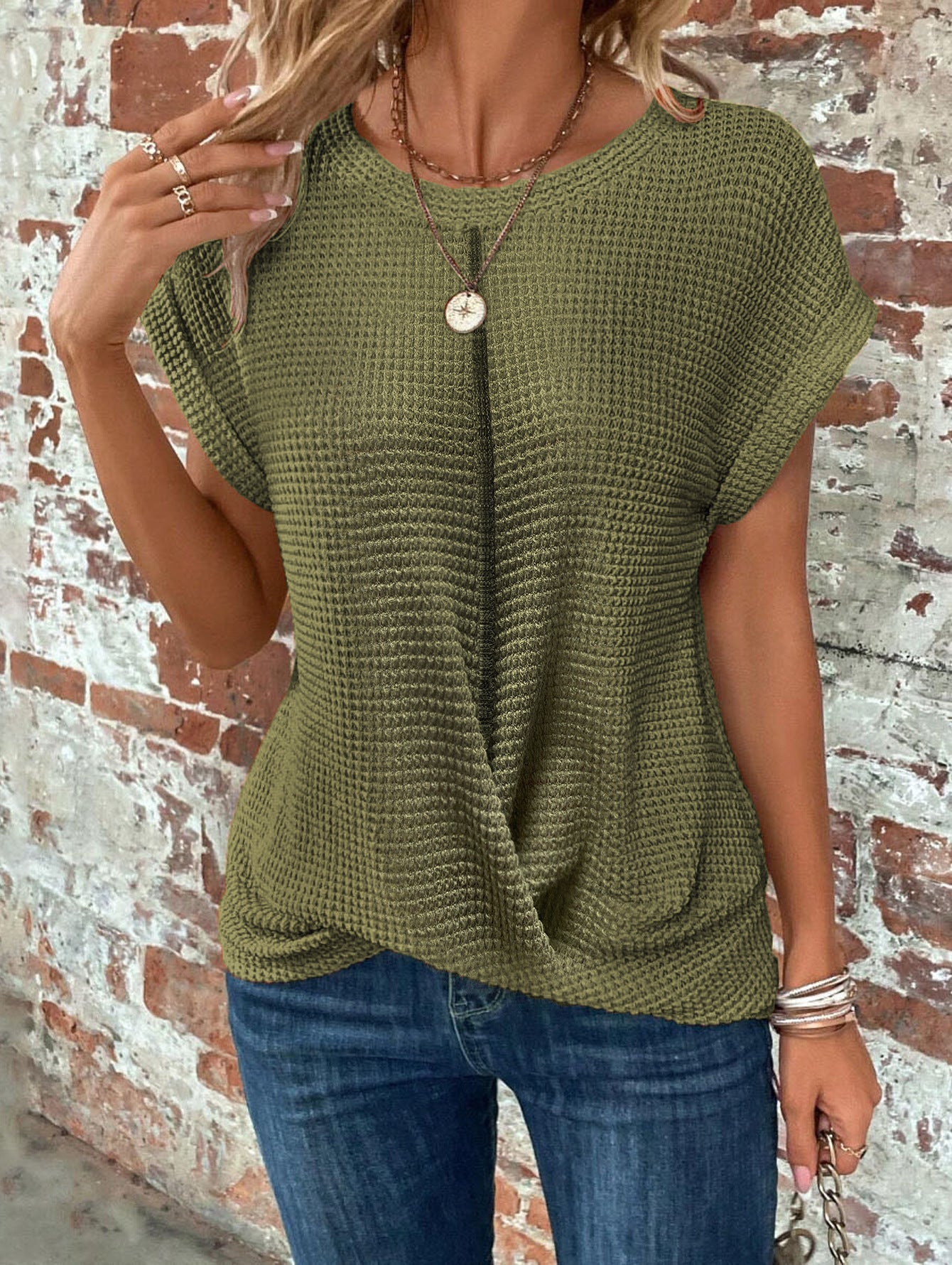 Oversized Knit Vest with Ladylike Temperament, Sleeveless