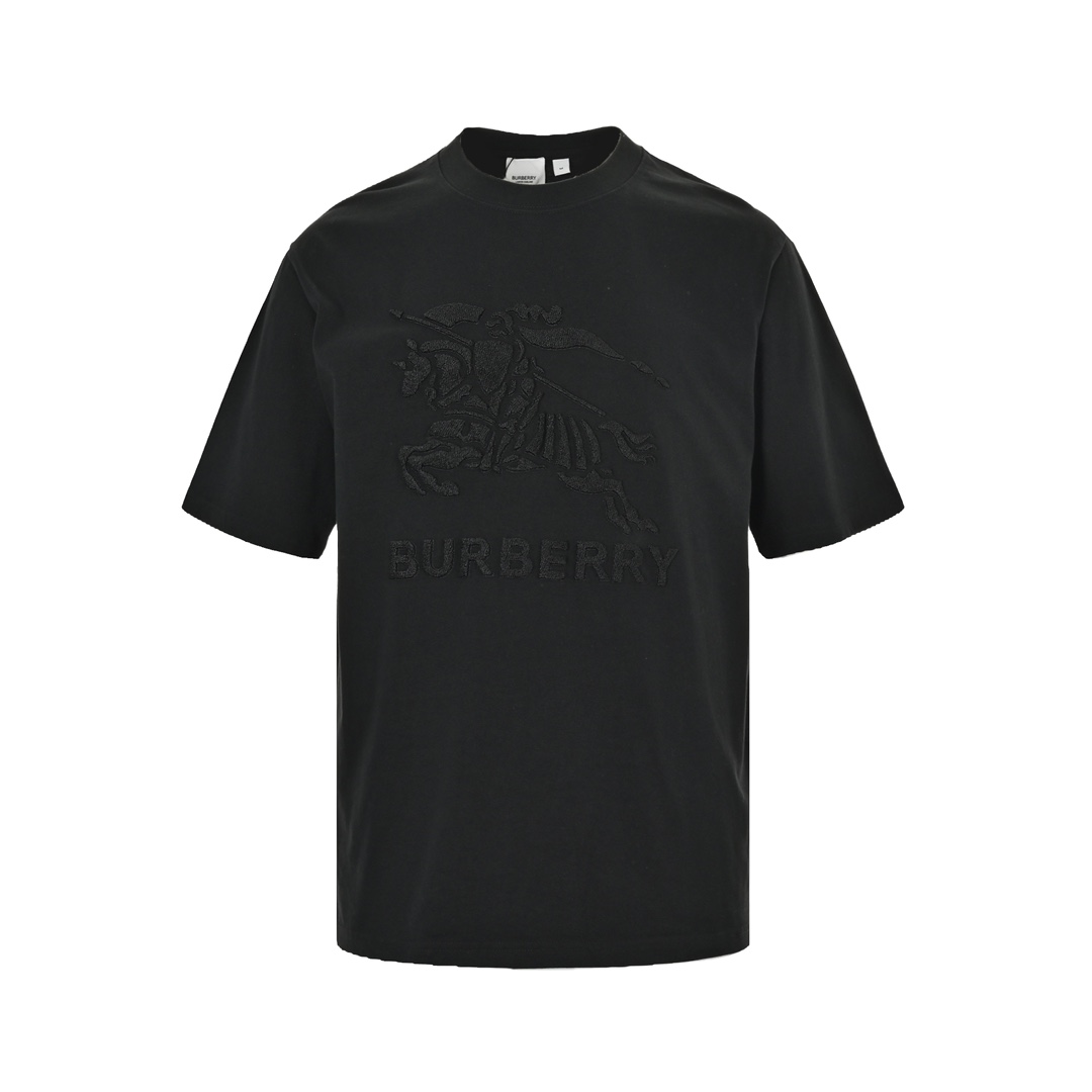 Burberry 24ss embossed three-dimensional embroidered war horse short sleeve