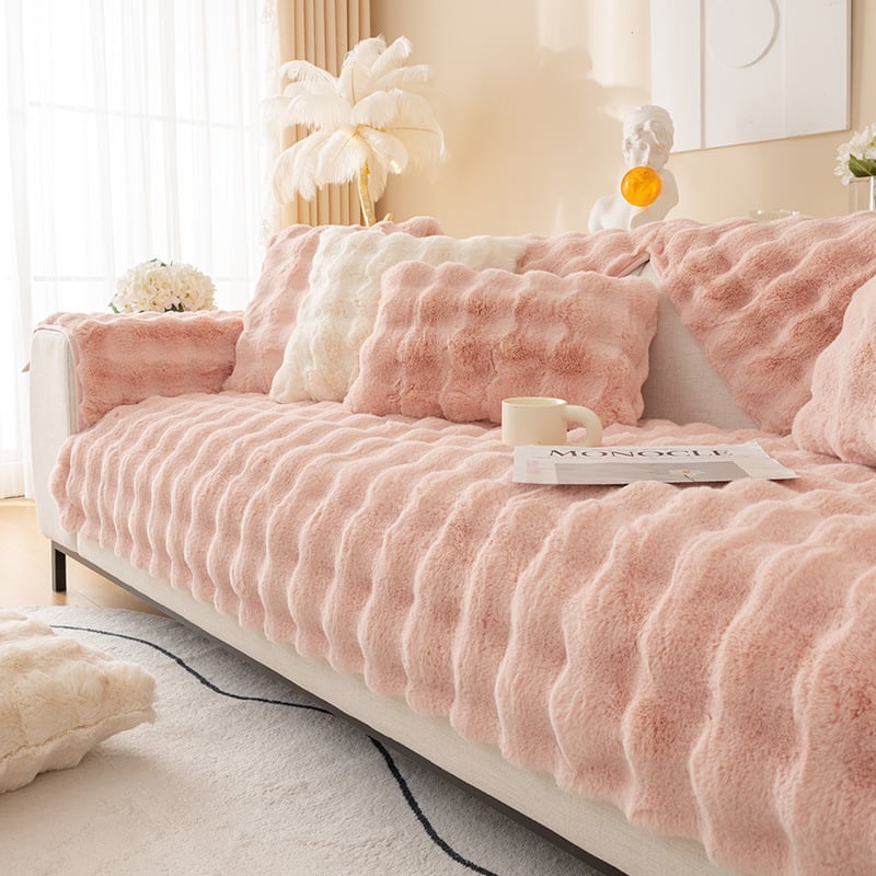 😍Cosy Plush Solid Colour Non-slip Couch Cover