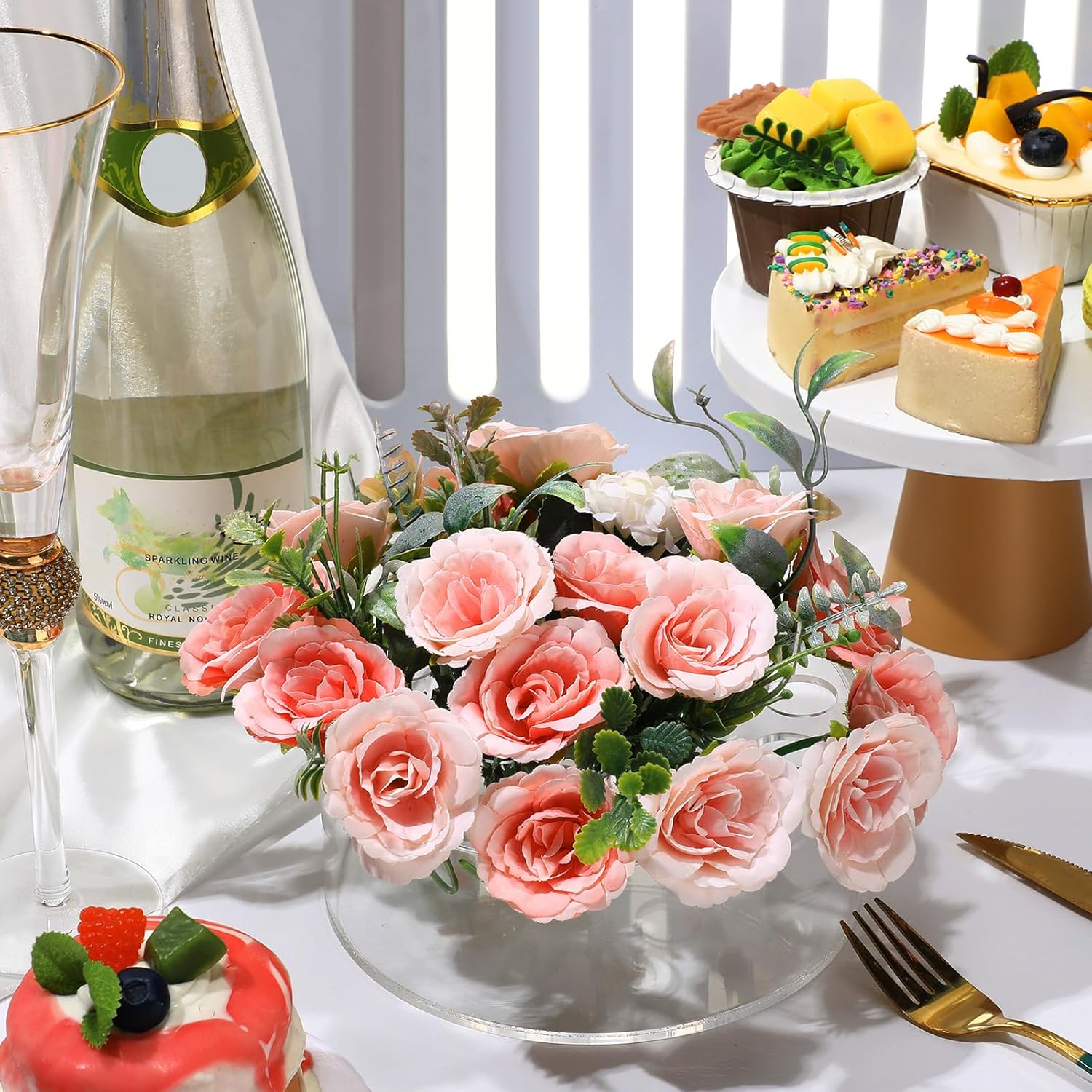 👍Last Day Promotion 60% OFF💥2-Pack 5.5 Inch Clear Round Acrylic Flower Vases with 12 Holes