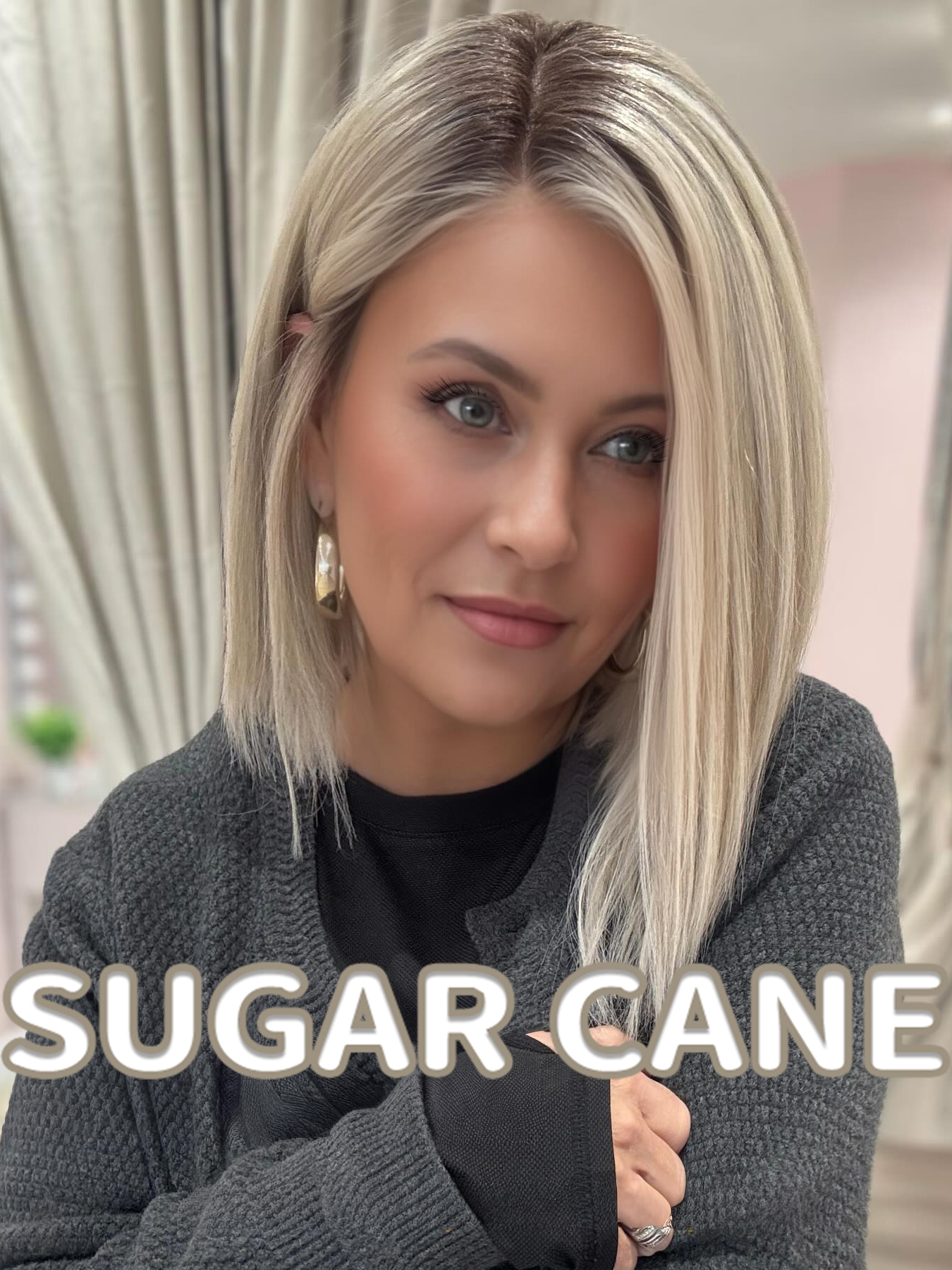 Sleek Straight Lob Wig With Middle Part