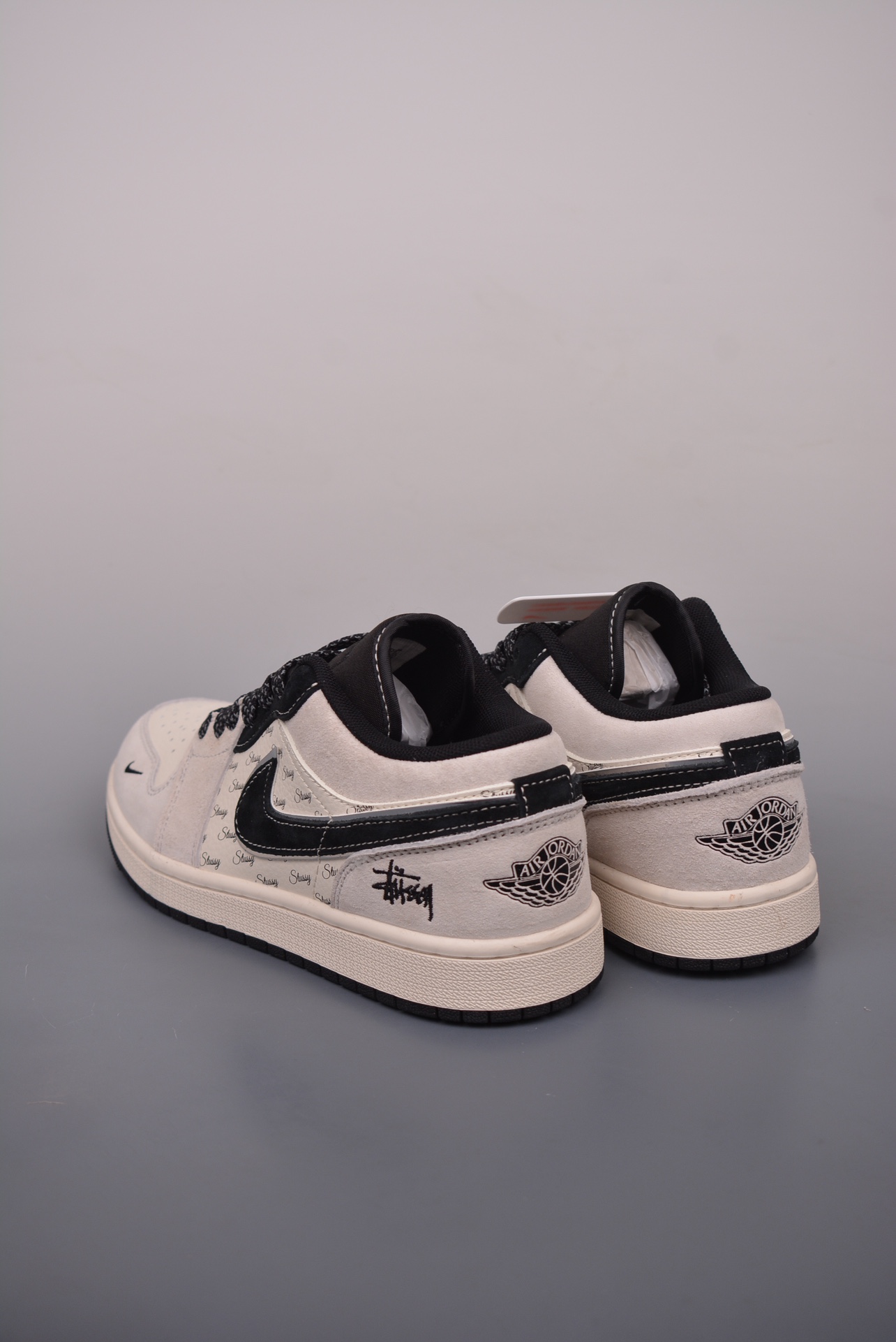 Stussy x Nike Air Jordan 1 Low OG Black, Beige and White Embroidery SJ9950-026