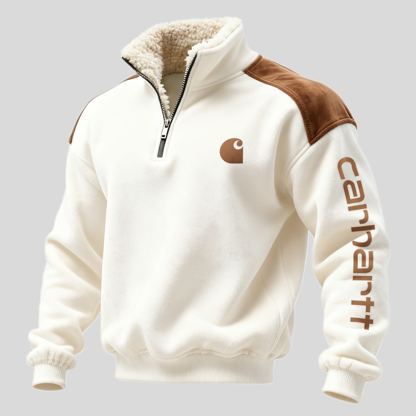 Winter-Ready Half-Zip Pullover with Contrast Shoulder Panels