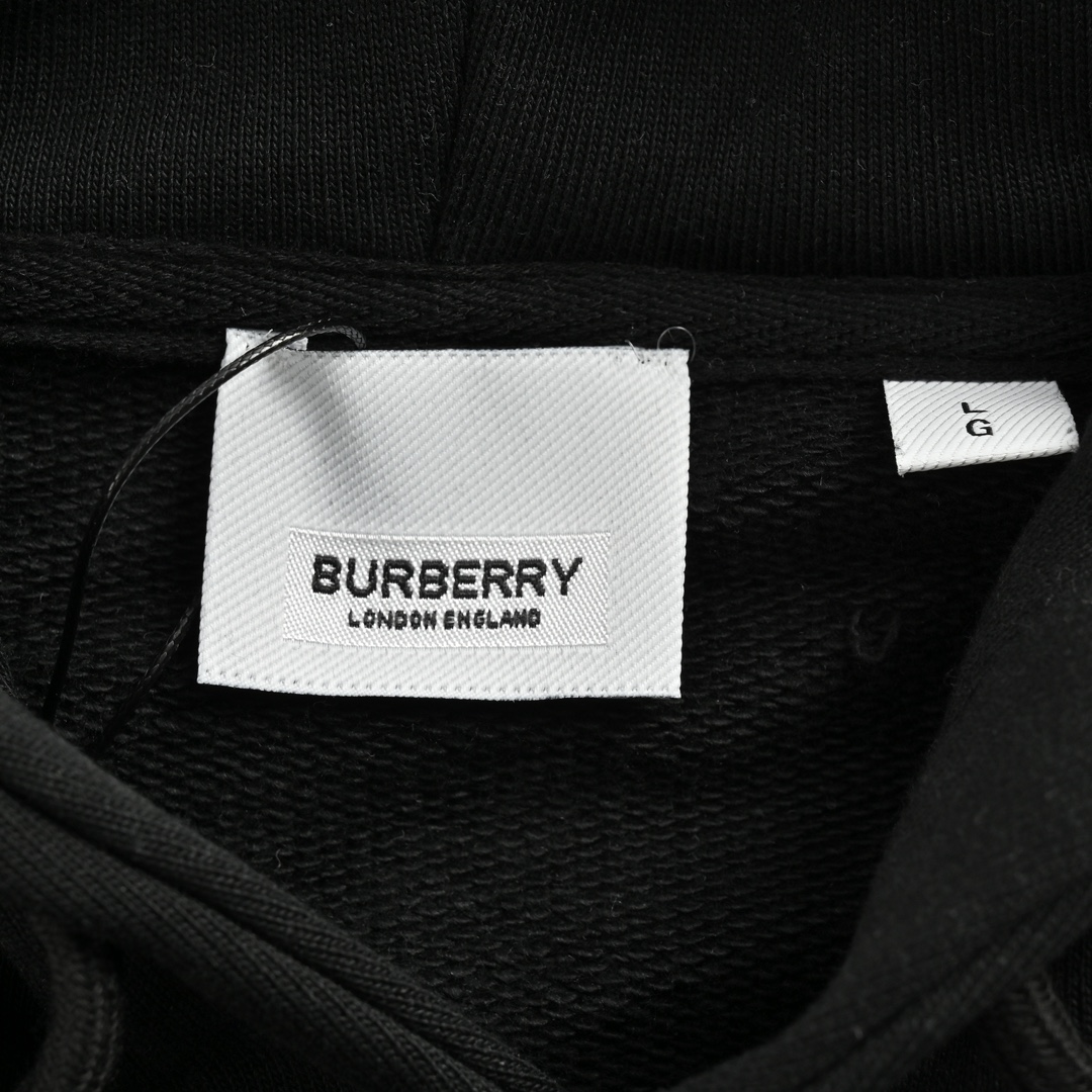 Burberry 24Fw gold-embroidered lettering hooded sweatshirt