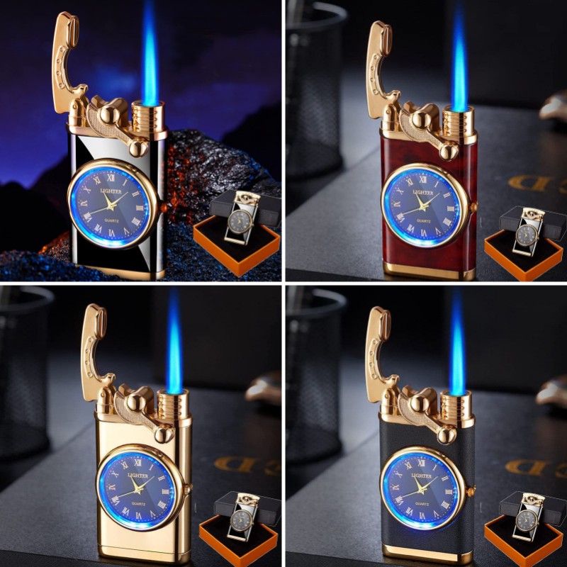 🔥Father's Day Sale-[SAVE 65% OFF]-2 in 1 Lighter with Electronic Watch Creative Dial Rocker Arm Inflatable Windproof Blue Flame Lighter-BUY 2 GET 10% OFF & FREE SHIPPING