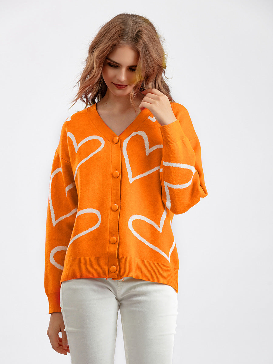 European And American Knitwear Sweater Love Short Cardigan Coat