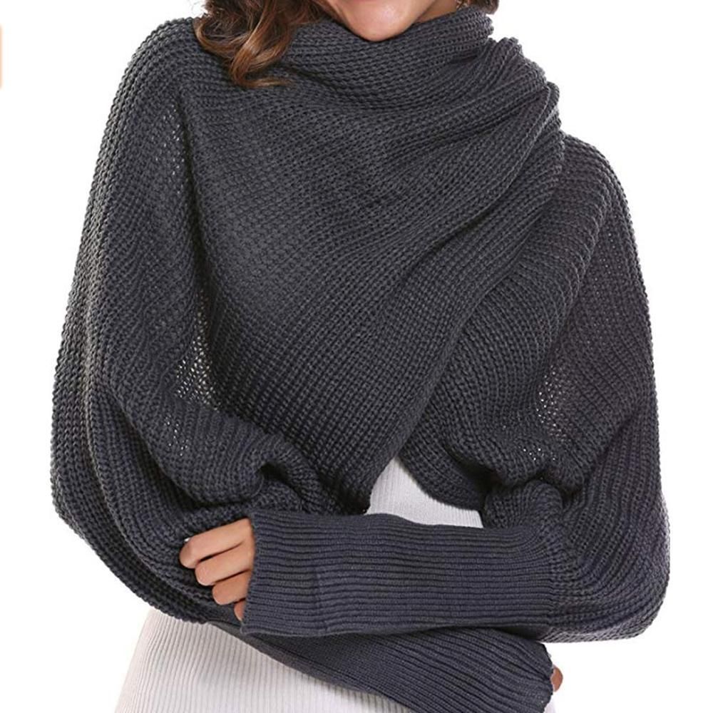 (🔥Christmas Hot Sale-50% OFF)Knitted Wrap Scarf With Sleeves[Free Size]-BUY 2 FREE SHIPPING