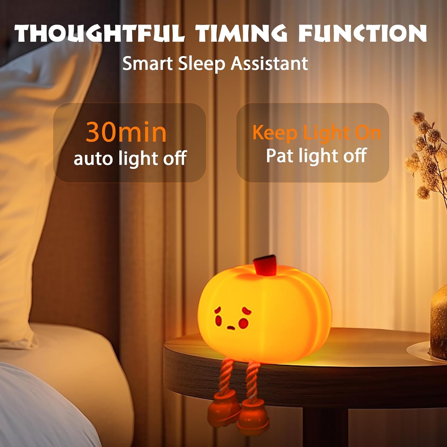 ✨Flash Sale✨Cute silicone pumpkin night light, rechargeable and dimming, touch control