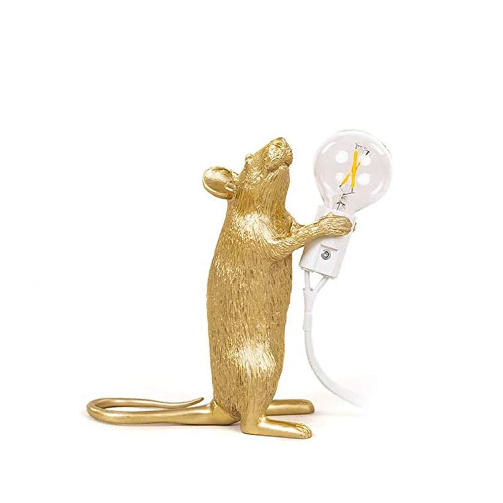 Table Lamp Set Mouse Shape Resin Creative Desk Light Bedside Lamp Light Bedside Gift Decoration LED Bedroom,Study Room Home Room Decor