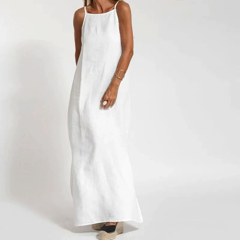 Casual Linen Blend Split Cami Maxi Dress