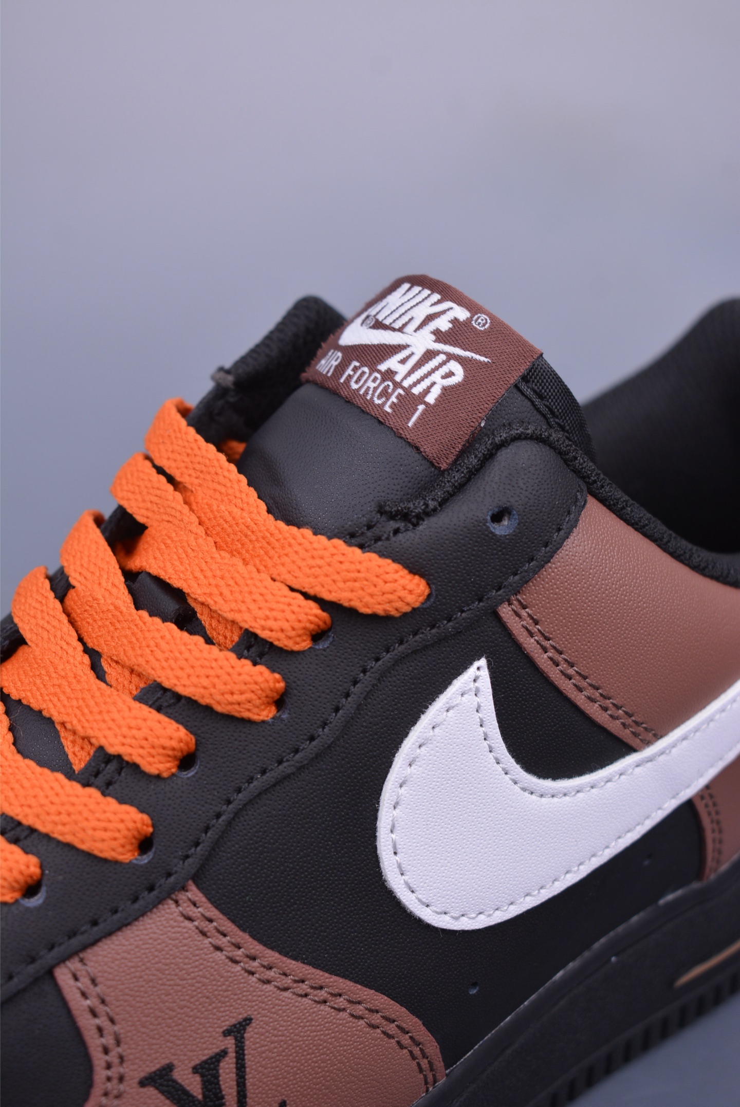 LV x Nike Air Force 1 07 Low Sneakers Leather Black Coffee White 808788-624