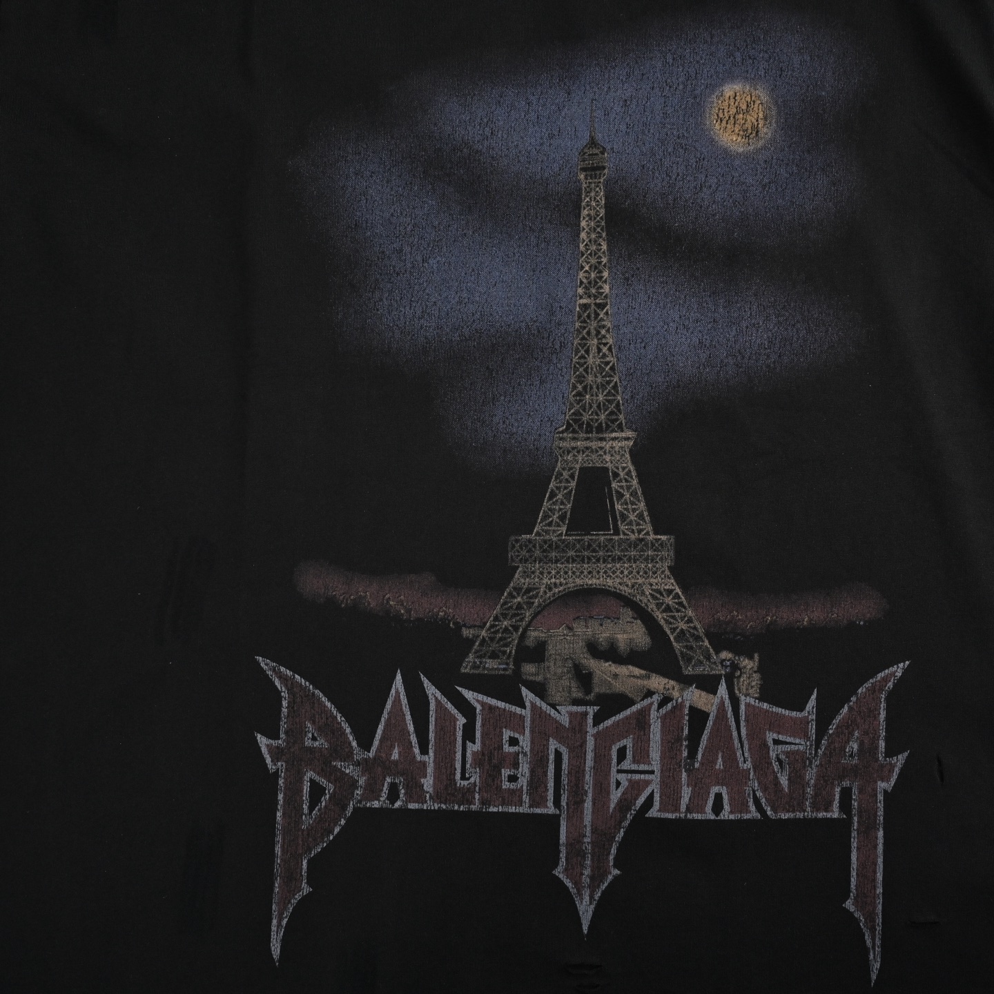 Balenciaga Eiffel Tower Night View Printed Short Sleeve