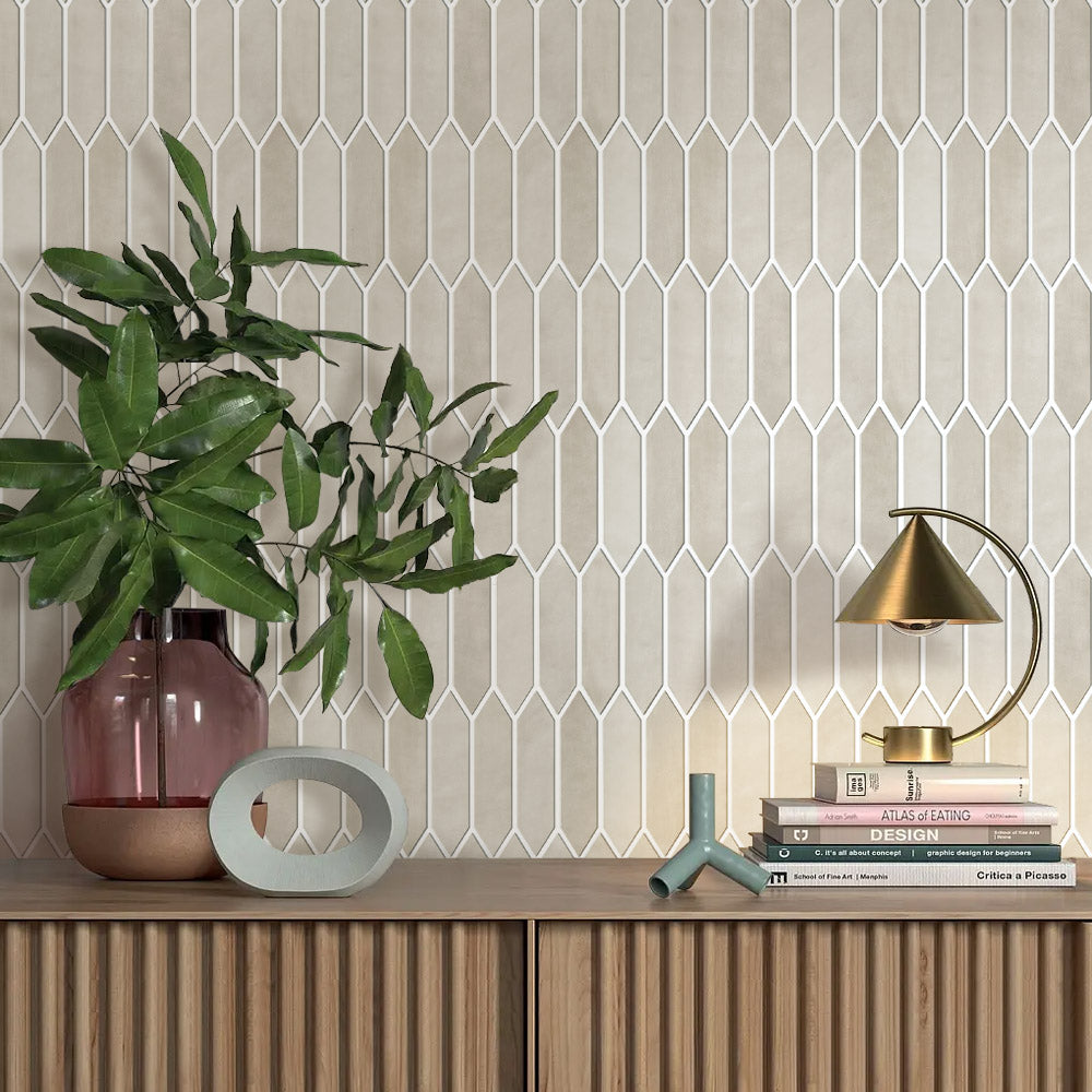 3D Earth Tones Vintage Elongated Hexagon Peel and Stick Wall Tile