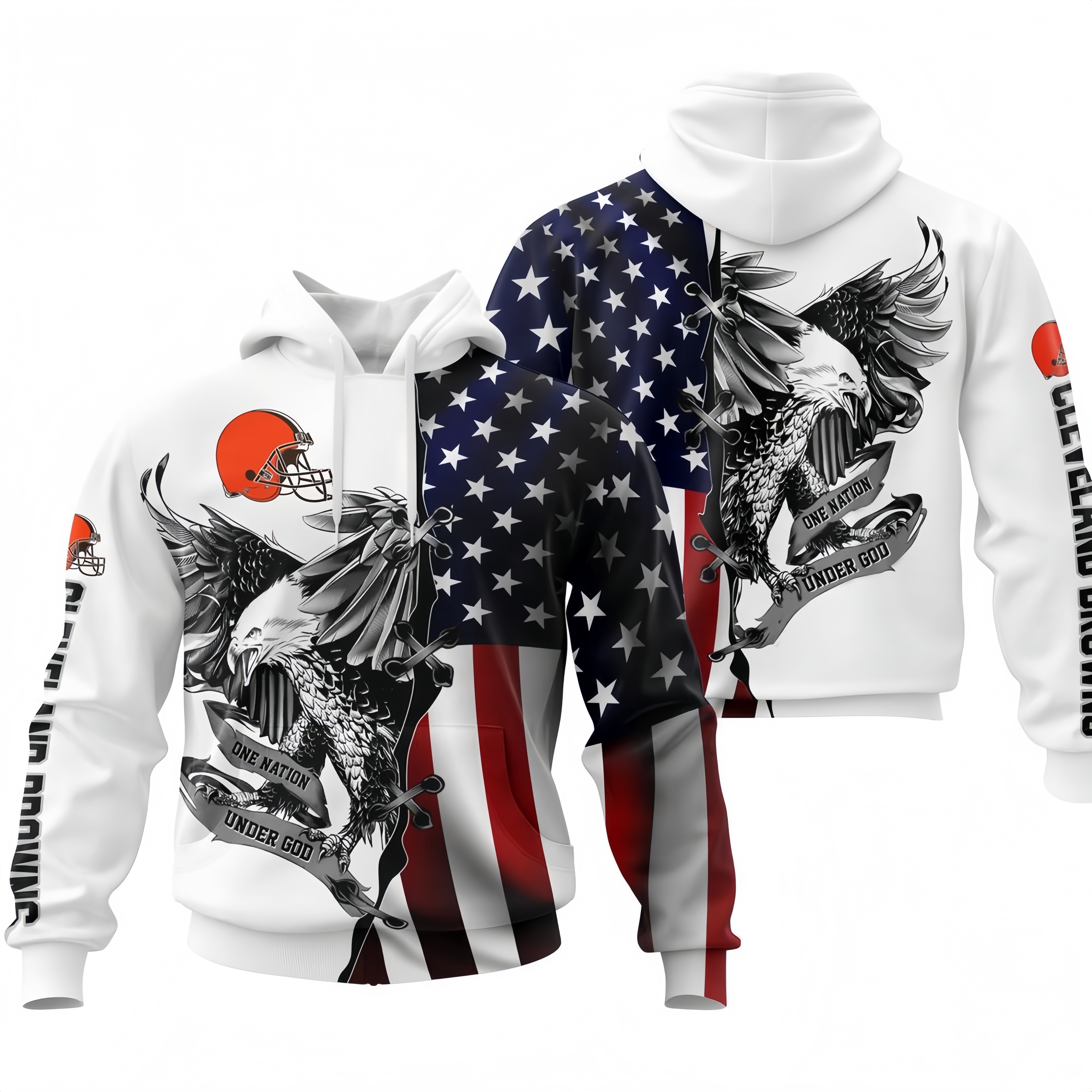 CLEVELAND BROWNS 3D USA FLAG EAGLE