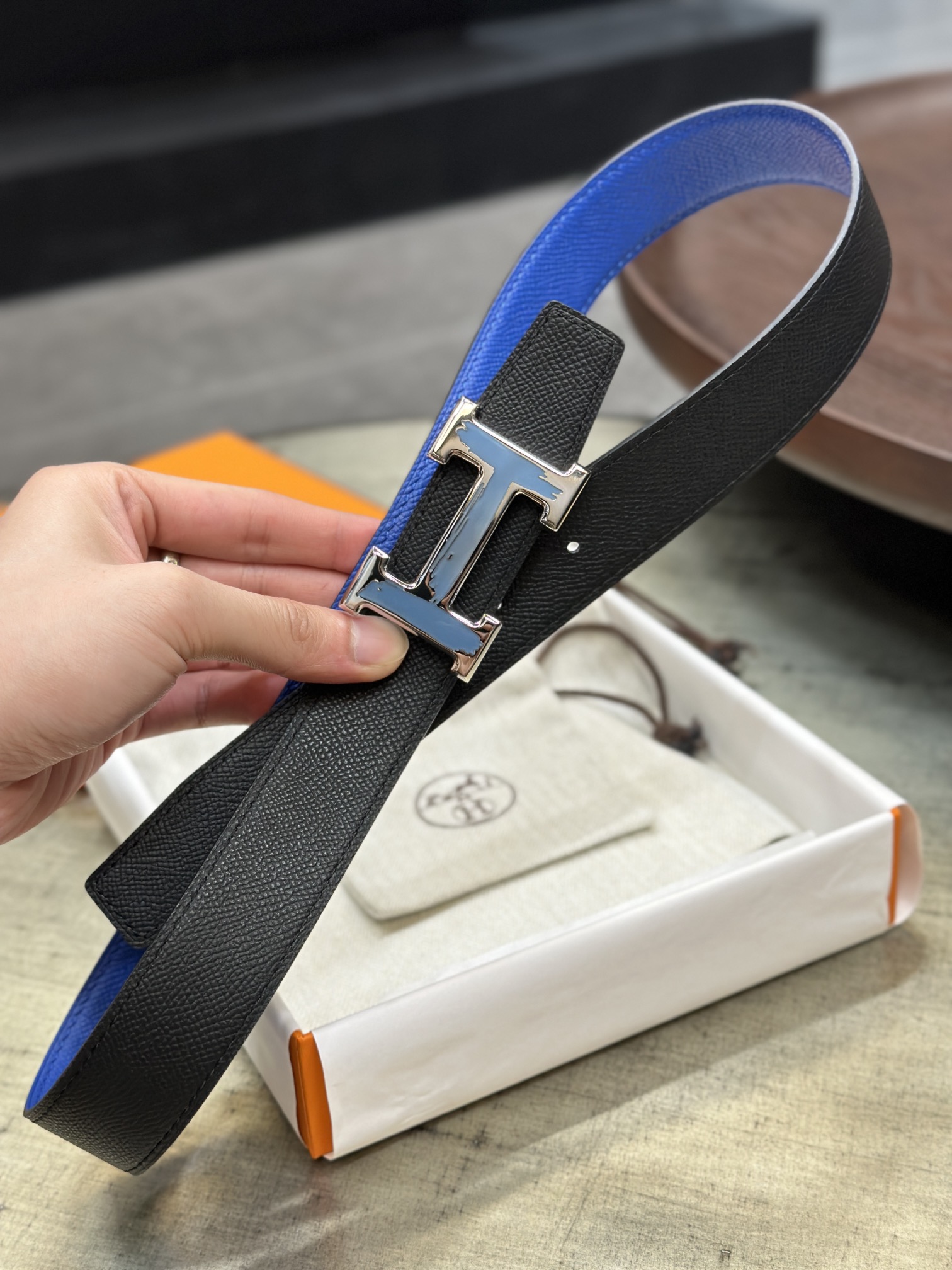 Hermès epsom double-faced calfskin belt 3.2CM wide