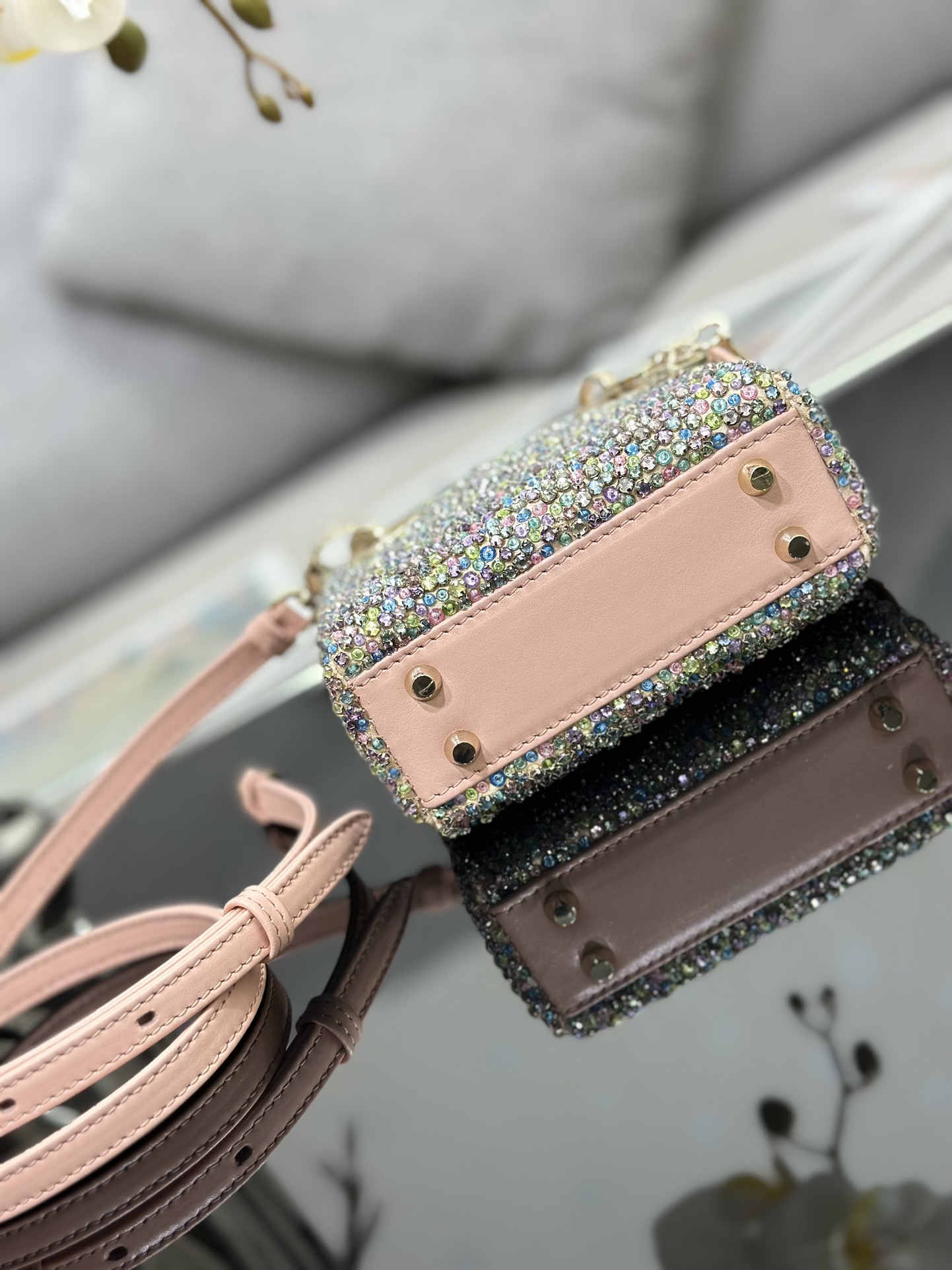Dior Super Mini Embroidered Colorful Beads Diamond Princess Diana Bag S0856