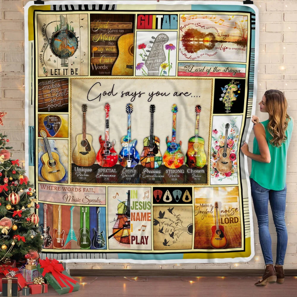 Guitar, God Says You Are Sofa Throw Blanket