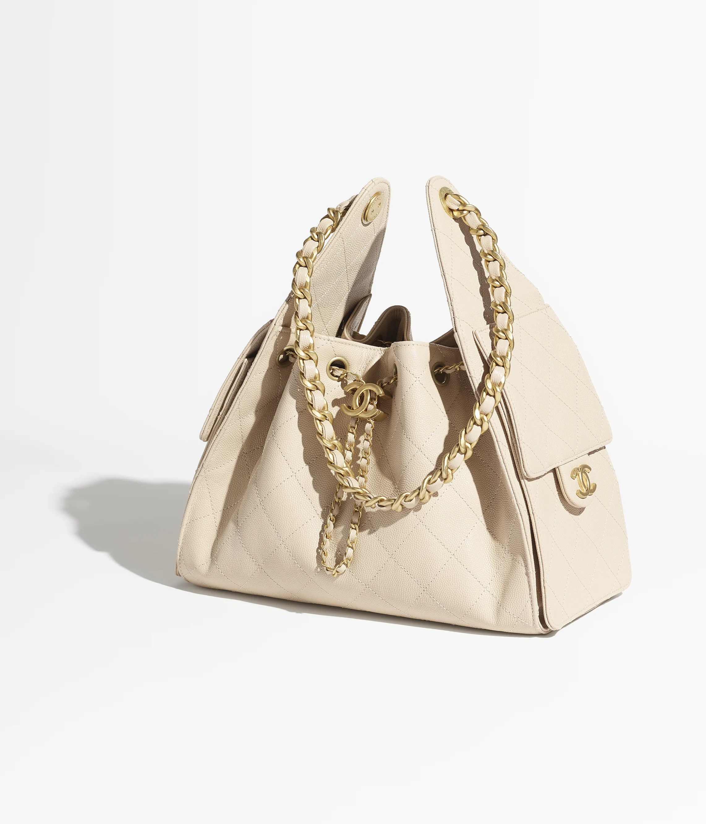 Chanel Small 25 Grained Calfskin & Gold-Tone Metal Beige AS5293-B20304-NAGEK