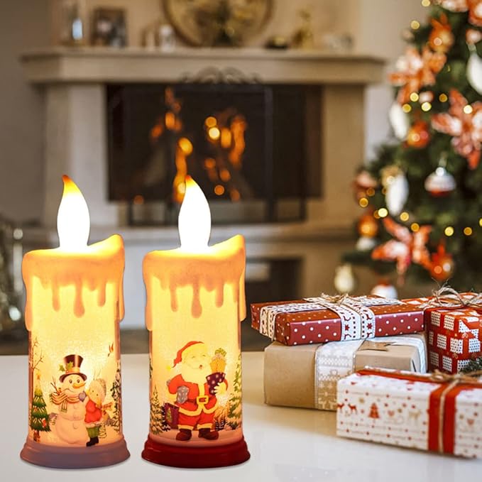 🔥🔥Christmas decoration candle lamp LED simulation flame candle Santa Claus snowman decoration night light