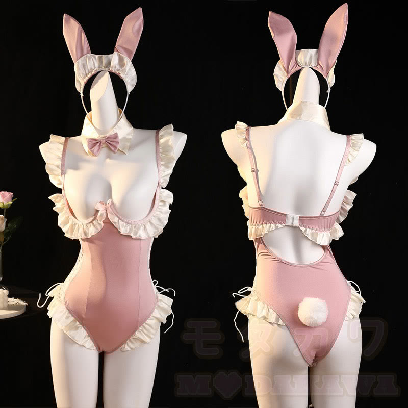 Bunny Hollow Out Backless Jumpsuit Lingerie