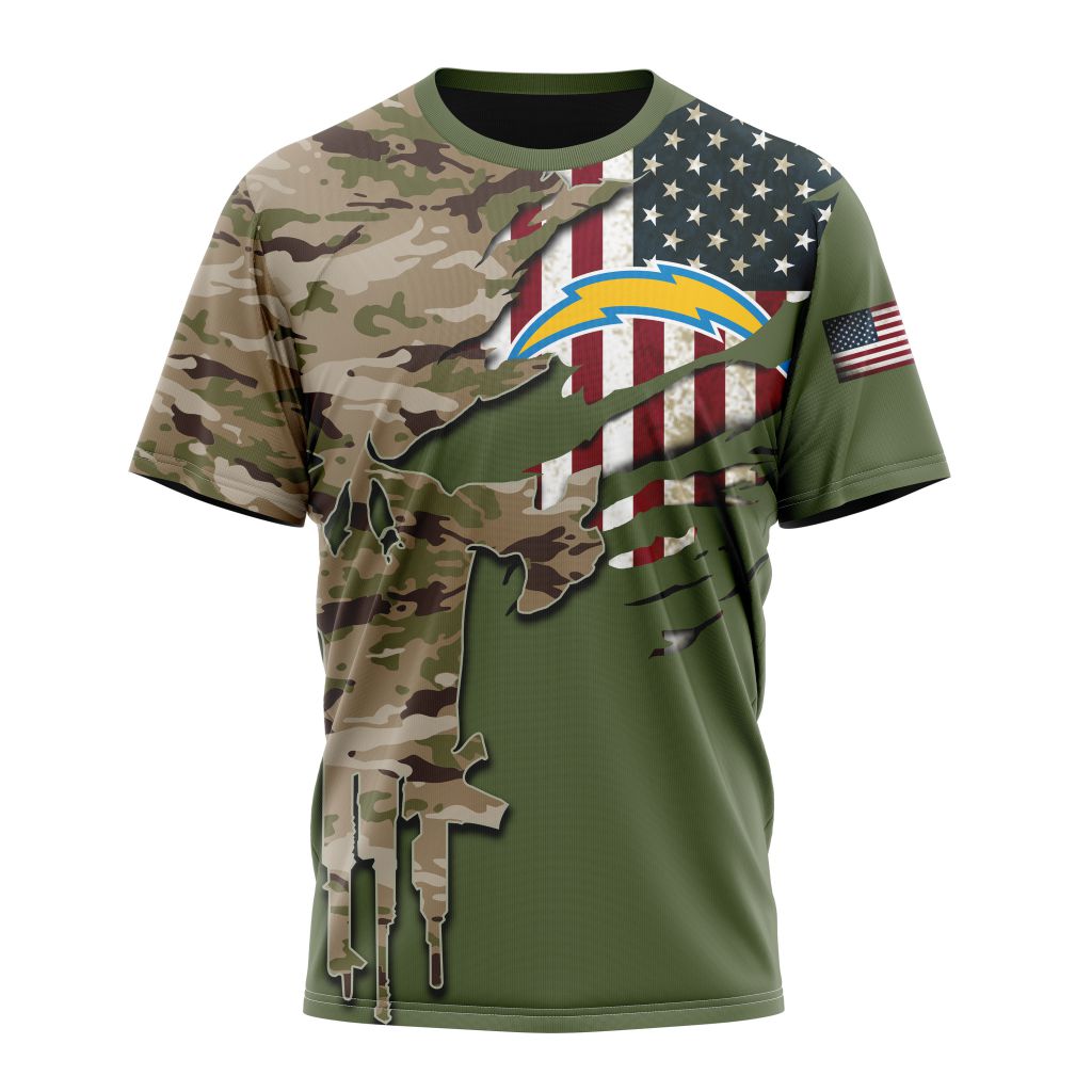 LOS ANGELES CHARGERS 3D HOODIE VETERANS DAY