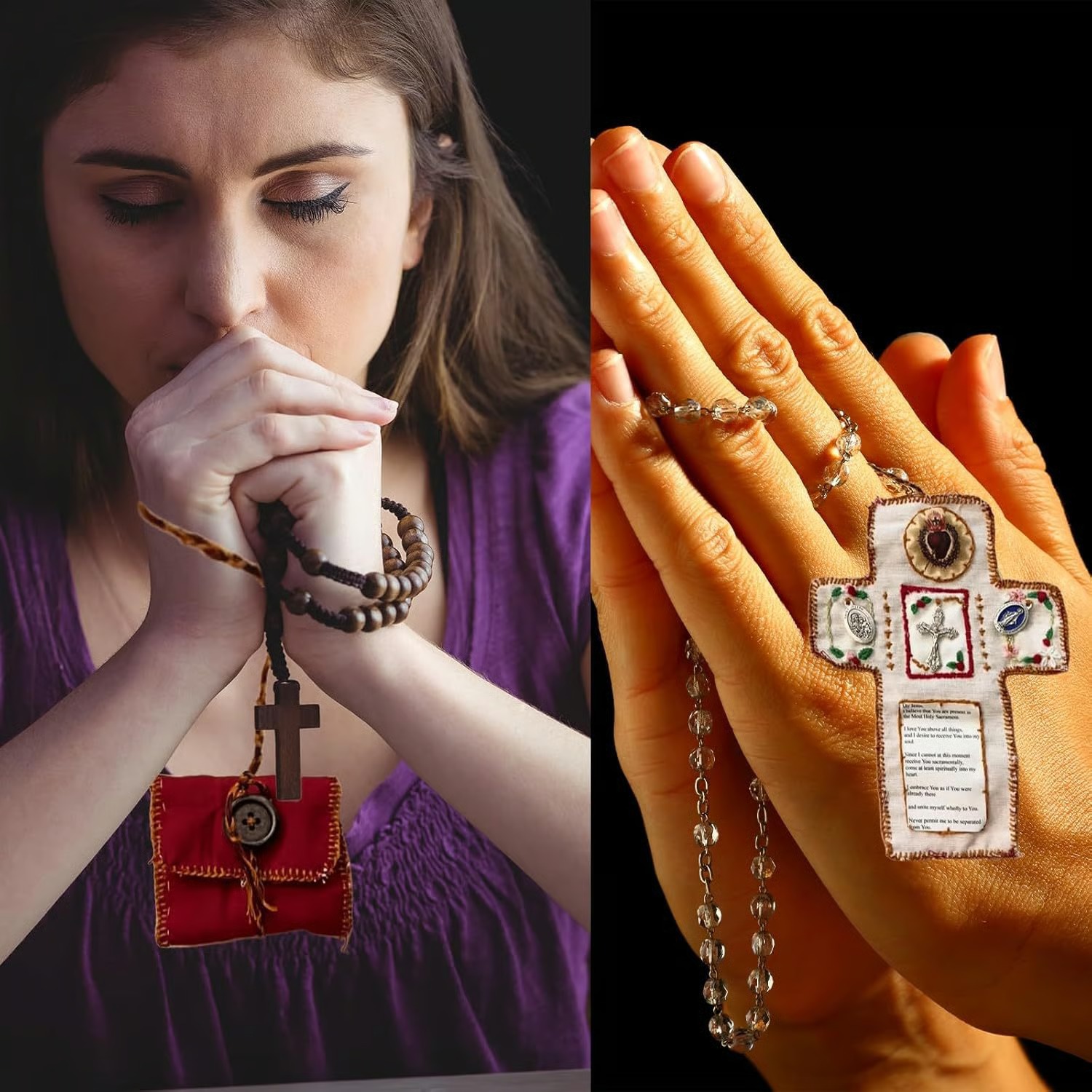 🔥LAST DAY 50% OFF🔥Handmade Stuitched Pocket Shrine With Silver Cross