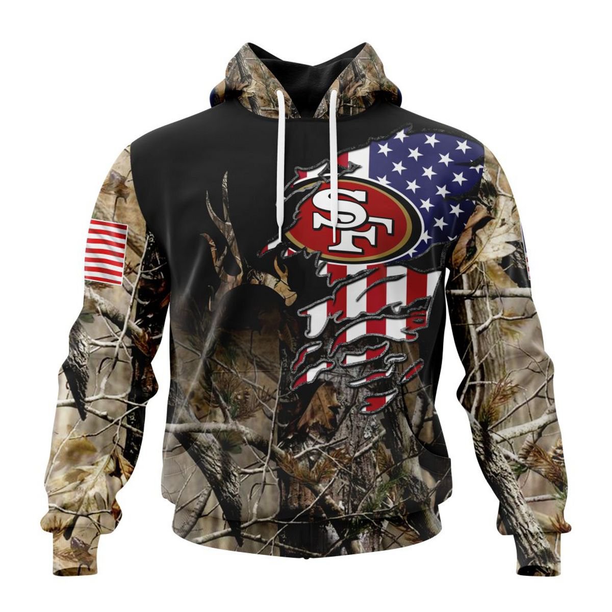 SAN FRANCISCO 49ERS 3D HOODIE CAMO REALTREE HUNTING